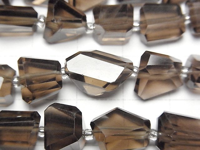 [Video]High Quality Smoky Quartz AAA Faceted Nugget half or 1strand beads (aprx.13inch/33cm)