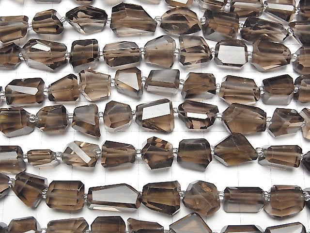 [Video]High Quality Smoky Quartz AAA Faceted Nugget half or 1strand beads (aprx.13inch/33cm)