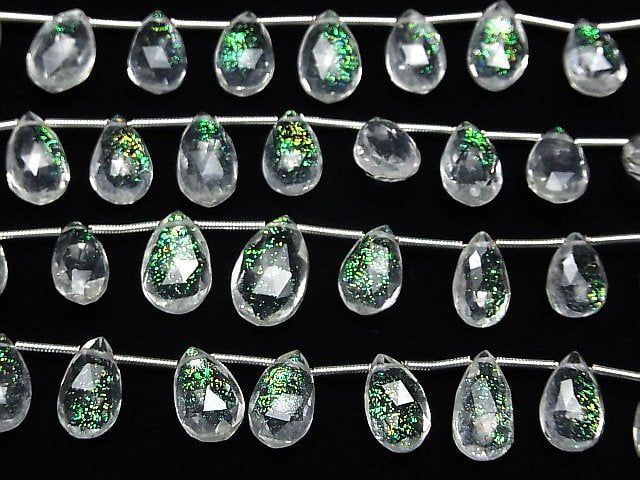 [Video] Doublet Crystal AAA Pear shape Faceted Briolette Rainbow Shiny Color half or 1strand (12pcs )