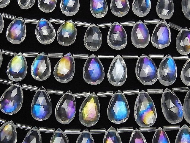 [Video] Doublet Crystal AAA Pear shape Faceted Briolette Rainbow color half or 1strand (12pcs )