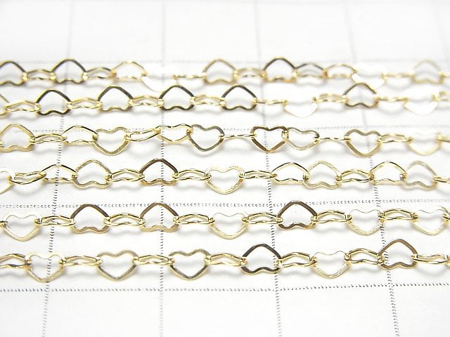12KGF Flat Heart Cable Chain 3.8x2.8mm 10cm