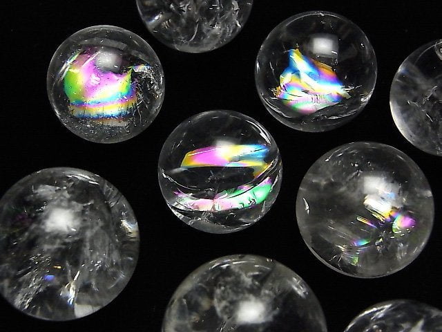 [Video] Iris Quartz (Rainbow Quartz) AA++ Sphere, Round 22-25mm 3pcs