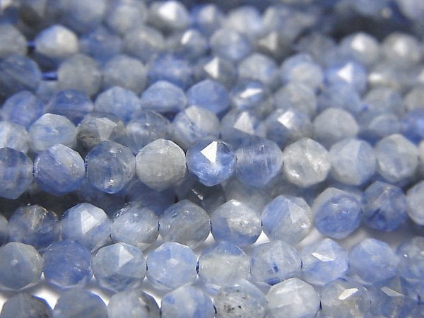 [Video]High Quality! Kyanite AA Star Faceted Round 4mm 1strand beads (aprx.15inch/37cm)