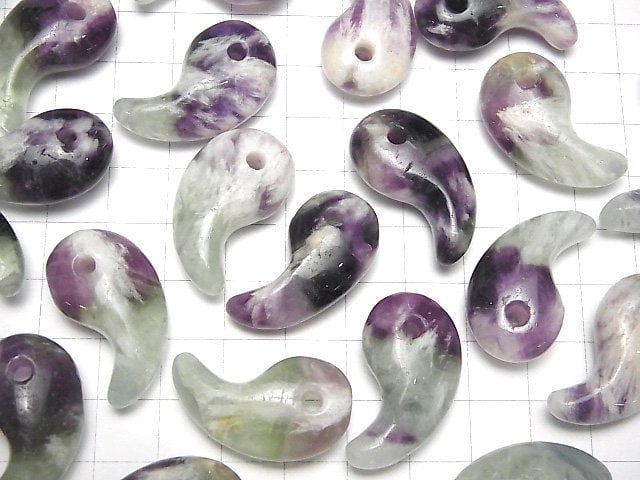 [Video] Angel Feather Fluorite Comma Shaped Bead 30x17mm 1pc