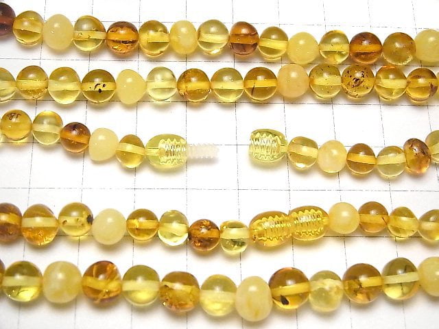 [Video]Baltic Amber Multicolor Nugget Necklace 1strand beads (aprx.16inch/40cm)