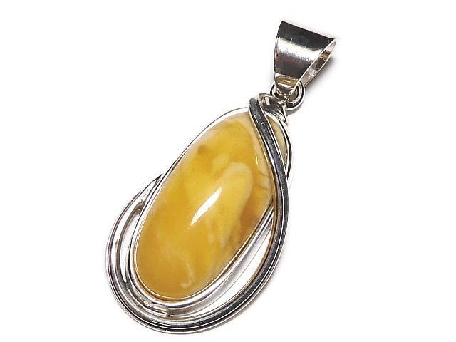 [Video][One of a kind] Baltic Amber Pendant Silver925 Honey Color NO.1
