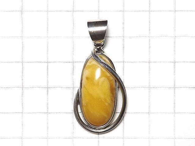 [Video][One of a kind] Baltic Amber Pendant Silver925 Honey Color NO.1
