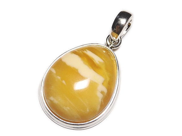 [Video][One of a kind] Baltic Amber Pendant Silver925 Honey Color NO.4