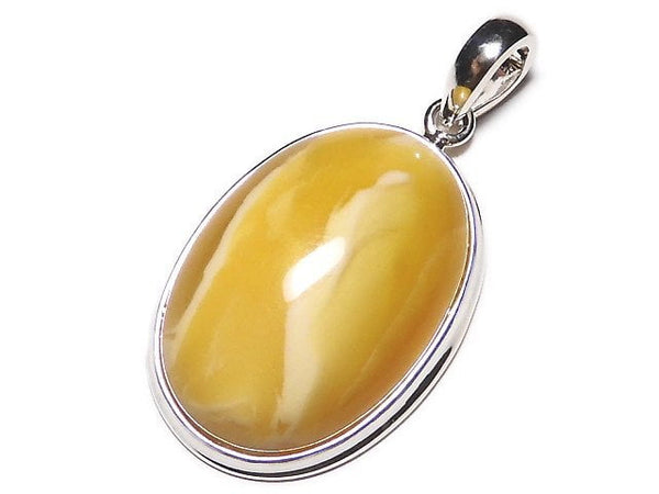 [Video][One of a kind] Baltic Amber Pendant Silver925 Honey Color NO.18