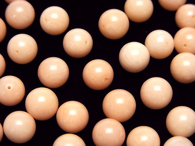 [Video]Light Orange Coral (Dyed) Round 8mm Drilled Hole 4pcs