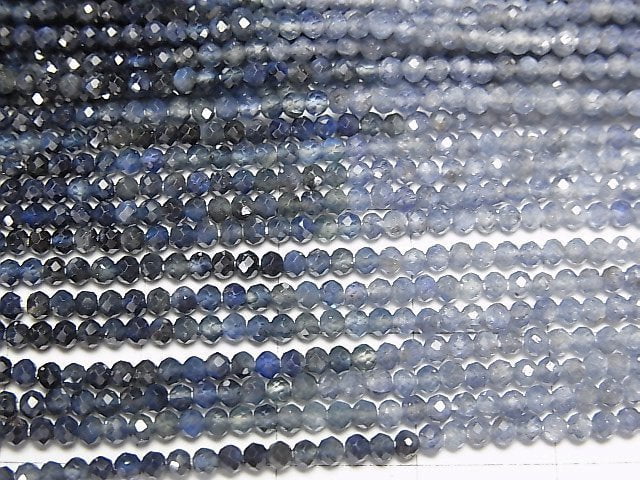 [Video]High Quality! Blue Sapphire AAA- Faceted Round 2-2.5mm half or 1strand beads (aprx.13inch/31cm)