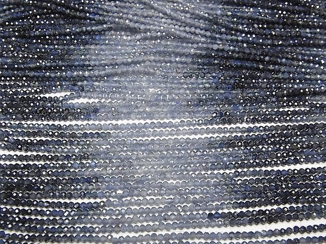 [Video]High Quality! Blue Sapphire AAA- Faceted Round 2-2.5mm half or 1strand beads (aprx.13inch/31cm)