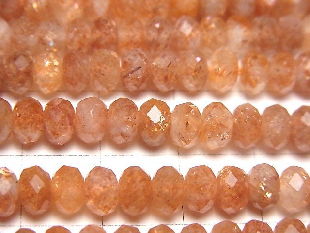 [Video]High Quality! Sunstone AAA- Faceted Button Roundel 6x6x3mm half or 1strand beads (aprx.15inch/37cm)