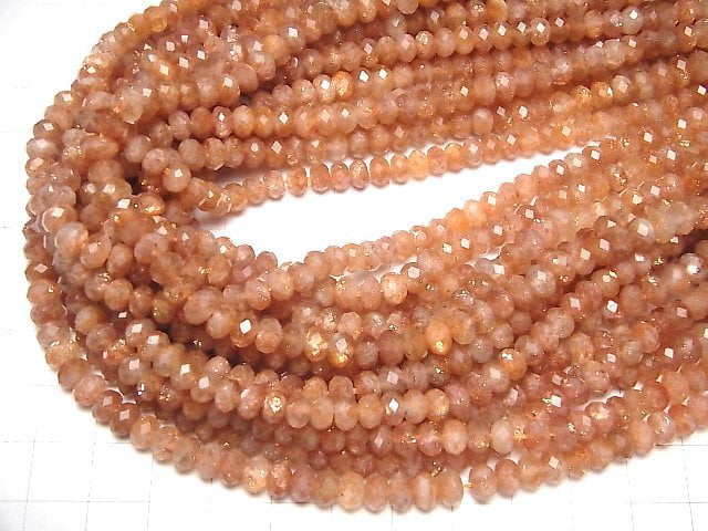 [Video]High Quality! Sunstone AAA- Faceted Button Roundel 6x6x3mm half or 1strand beads (aprx.15inch/37cm)