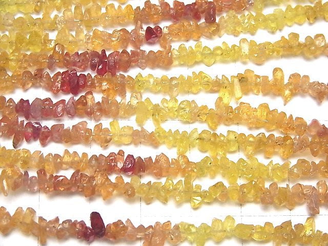 [Video]High Quality Yellow Orange Sapphire AA++ Chips (Small Nugget) half or 1strand beads (aprx.15inch/38cm)