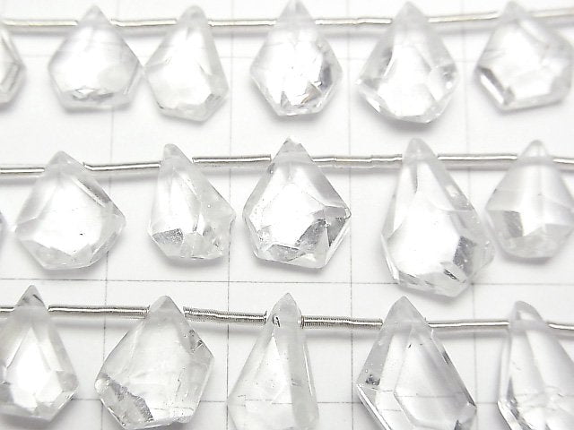 [Video]High Quality White Topaz AAA- Rough Drop-Faceted Pear Shape 1strand beads (aprx.6inch/16cm)