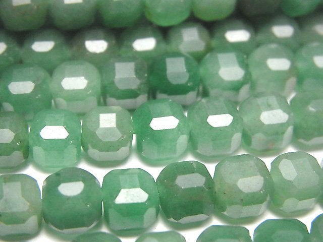 [Video]High Quality! Green Aventurine Cube Shape 7x7x7mm half or 1strand beads (aprx.15inch/37cm)