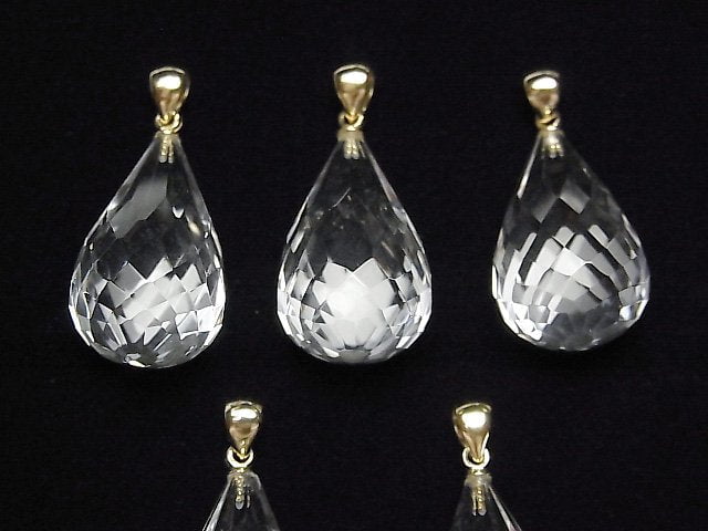 [Video]High Quality Crystal AAA Faceted Drop Pendant 25x15x15mm 14KGP 1pc