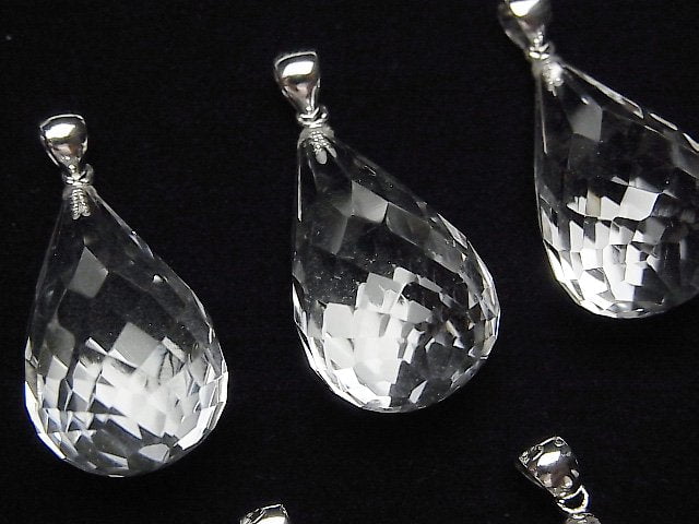[Video]High Quality Crystal AAA Faceted Drop Pendant 25x15x15mm Silver925 1pc