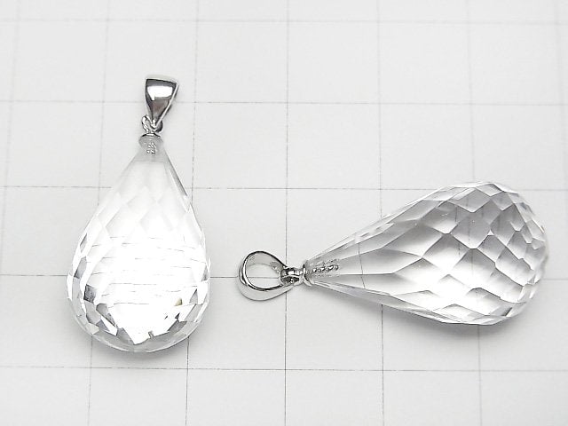 [Video]High Quality Crystal AAA Faceted Drop Pendant 25x15x15mm Silver925 1pc