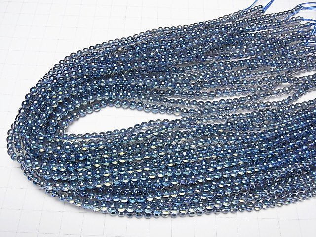 [Video]Blue Flash Crystal Round 4mm 1strand beads (aprx.15inch/37cm)