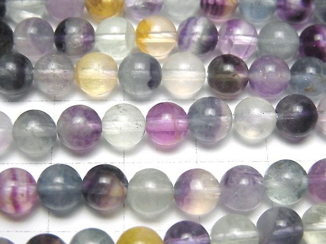 [Video] Multicolor Fluorite AA++ Round 6mm 1strand beads (aprx.15inch/38cm)
