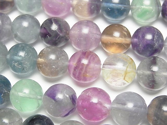 [Video] Multi-Color Fluorite AA Round 10mm 1strand beads (aprx.15inch/37cm)