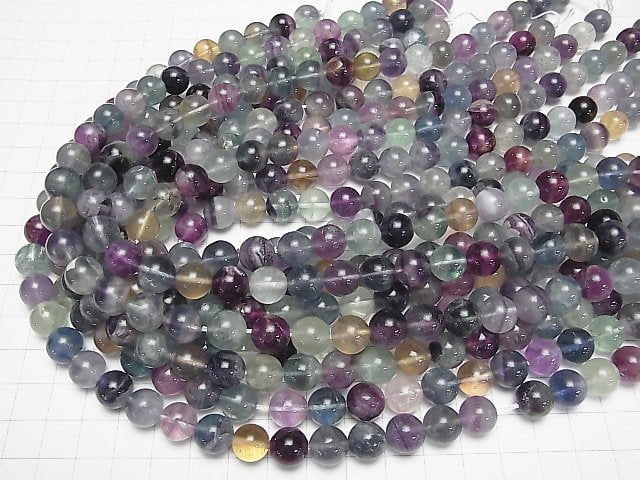 [Video] Multi-Color Fluorite AA Round 10mm 1strand beads (aprx.15inch/37cm)