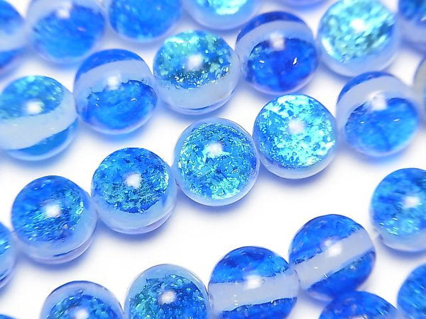 [Video]Lampwork Beads Round 10mm [Miyako Marine/Luminous type ] 1/4 or 1strand beads (aprx.15inch/37cm)