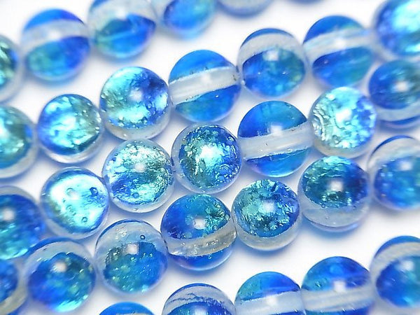 [Video]Lampwork Beads Round 8mm [Kabila Blue/Luminous type ] 1/4 or 1strand beads (aprx.15inch/36cm)