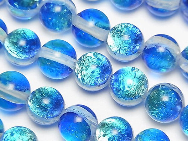 [Video]Lampwork Beads Round 10mm [Kabila Blue/Luminous type ] 1/4 or 1strand beads (aprx.15inch/36cm)