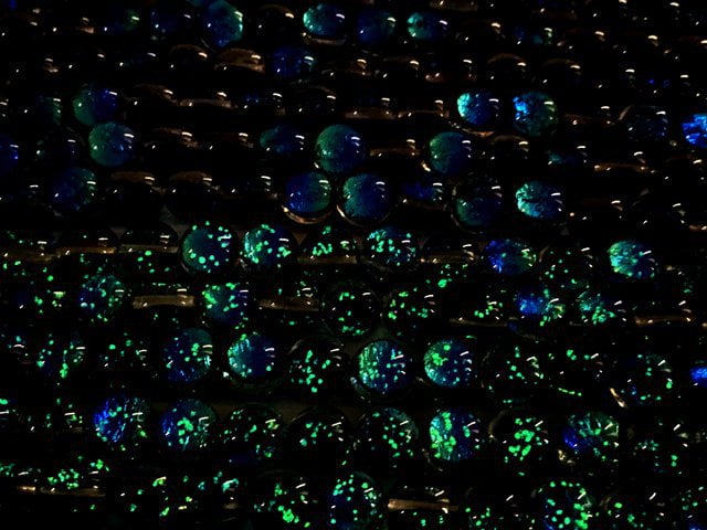 [Video]Lampwork Beads Round 8mm [Yonaguni Blue/Luminous type ] 1/4 or 1strand beads (aprx.14inch/35cm)