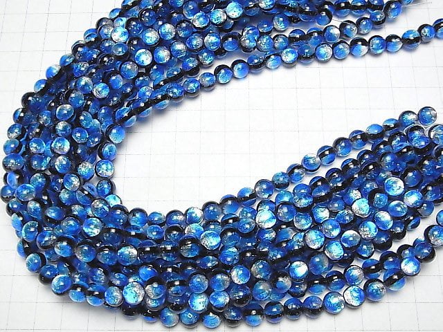 [Video]Lampwork Beads Round 8mm [Yonaguni Blue/Luminous type ] 1/4 or 1strand beads (aprx.14inch/35cm)
