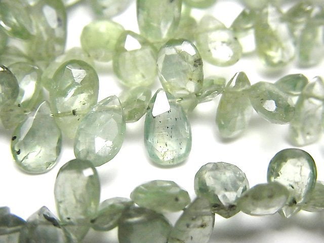 [Video]High Quality Green Kyanite AA++ Pear shape Faceted Briolette half or 1strand beads (aprx.7inch/18cm)