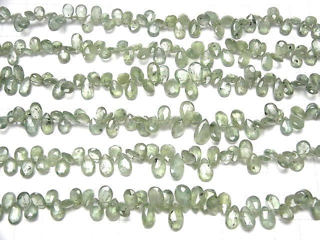 [Video]High Quality Green Kyanite AA++ Pear shape Faceted Briolette half or 1strand beads (aprx.7inch/18cm)