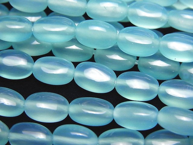 [Video]Sea Blue Chalcedony AAA Oval 9x6mm half or 1strand beads (aprx.15inch/37cm)