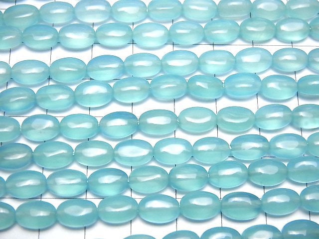 [Video]Sea Blue Chalcedony AAA Oval 9x6mm half or 1strand beads (aprx.15inch/37cm)