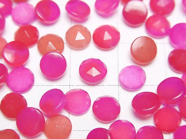 [Video]Fuchsia Pink Chalcedony AAA Round Cabochon Rose Cut 6x6mm 10pcs