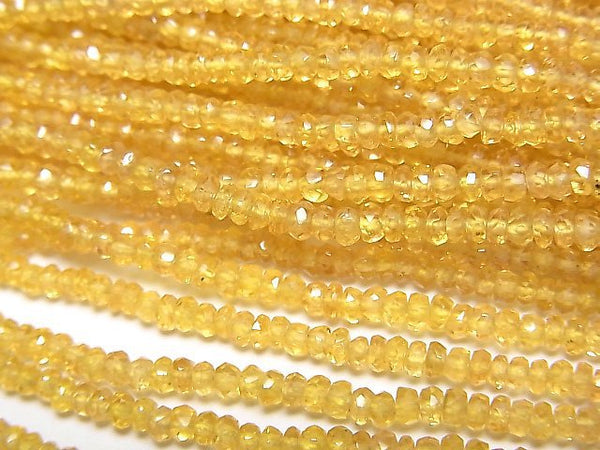 [Video]High Quality! Yellow Sapphire AAA Faceted Button Roundel [Dark color] half or 1strand beads (aprx.15inch/38cm)