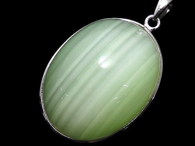 [Video][One of a kind] Afghanistan Green Calcite AAA Pendant Silver925 NO.9