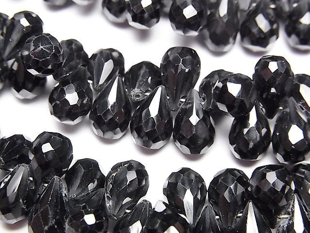 [Video]High Quality Black Spinel AAA Drop Faceted Briolette half or 1strand beads (aprx.7inch/17cm)