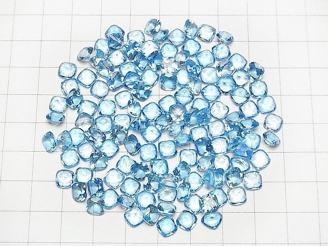 [Video]High Quality Swiss Blue Topaz AAA Loose stone Square Faceted 6x6mm 2pcs