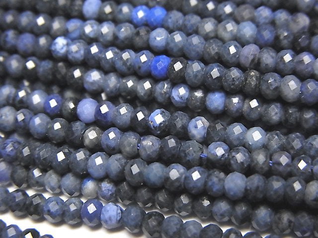 [Video]High Quality! Dumortierite Faceted Button Roundel 3x3x2mm 1strand beads (aprx.15inch/37cm)