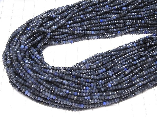 [Video]High Quality! Dumortierite Faceted Button Roundel 3x3x2mm 1strand beads (aprx.15inch/37cm)