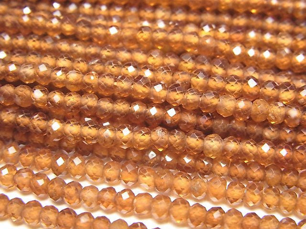 [Video]High Quality! Hessonite Garnet AAA Faceted Button Roundel 3x3x2mm 1strand beads (aprx.15inch/37cm)