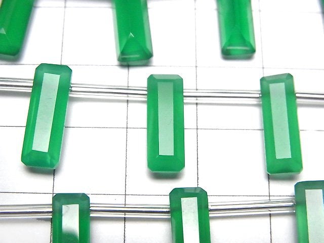 High Quality Green Onyx AAA Rectangle Faceted 15x5mm 1strand (8pcs )