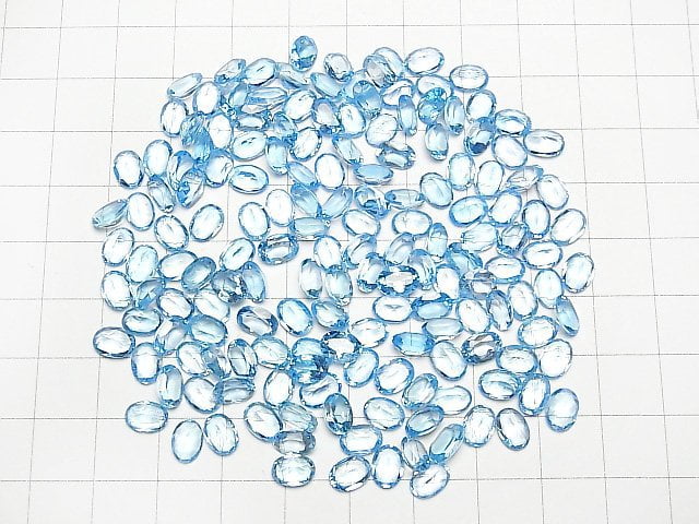 [Video]High Quality Swiss Blue Topaz AAA Loose stone Oval Faceted 7x5mm 3pcs
