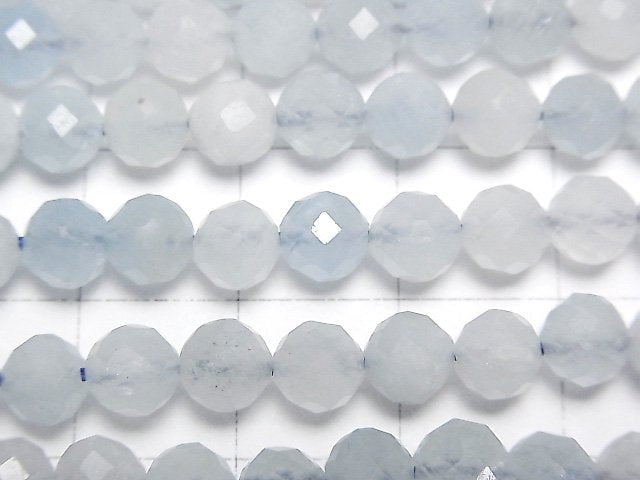 [Video]High Quality! Aquamarine AA Faceted Round 6mm 1strand beads (aprx.15inch/38cm)