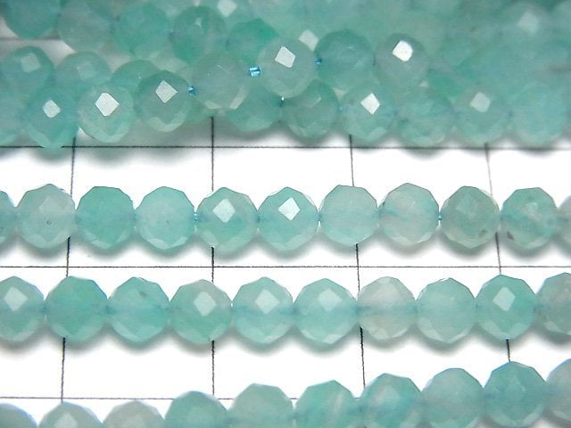 [Video]High Quality! Amazonite Silica AA++ Faceted Round 4mm 1strand beads (aprx.15inch/36cm)
