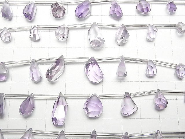 [Video]High Quality Light Color Amethyst AAA- Rough Drop Faceted Briolette 1strand (9pcs )